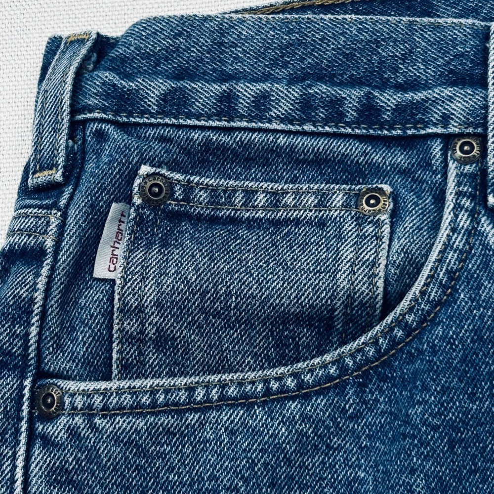 Carhartt Relaxed Fit Jeans Mens 48x30 Plaid Lined Waist Denim Workwear Utility - Picture 5 of 10